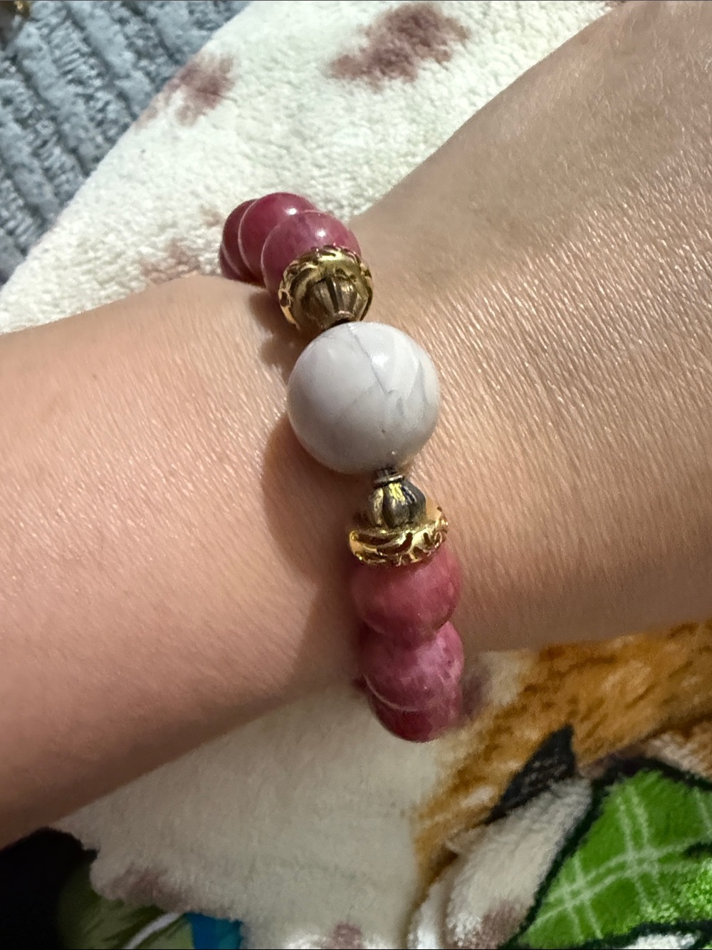Pink Tourmaline with howlite & Rock Crystal Bracelet – Heart Awakening
